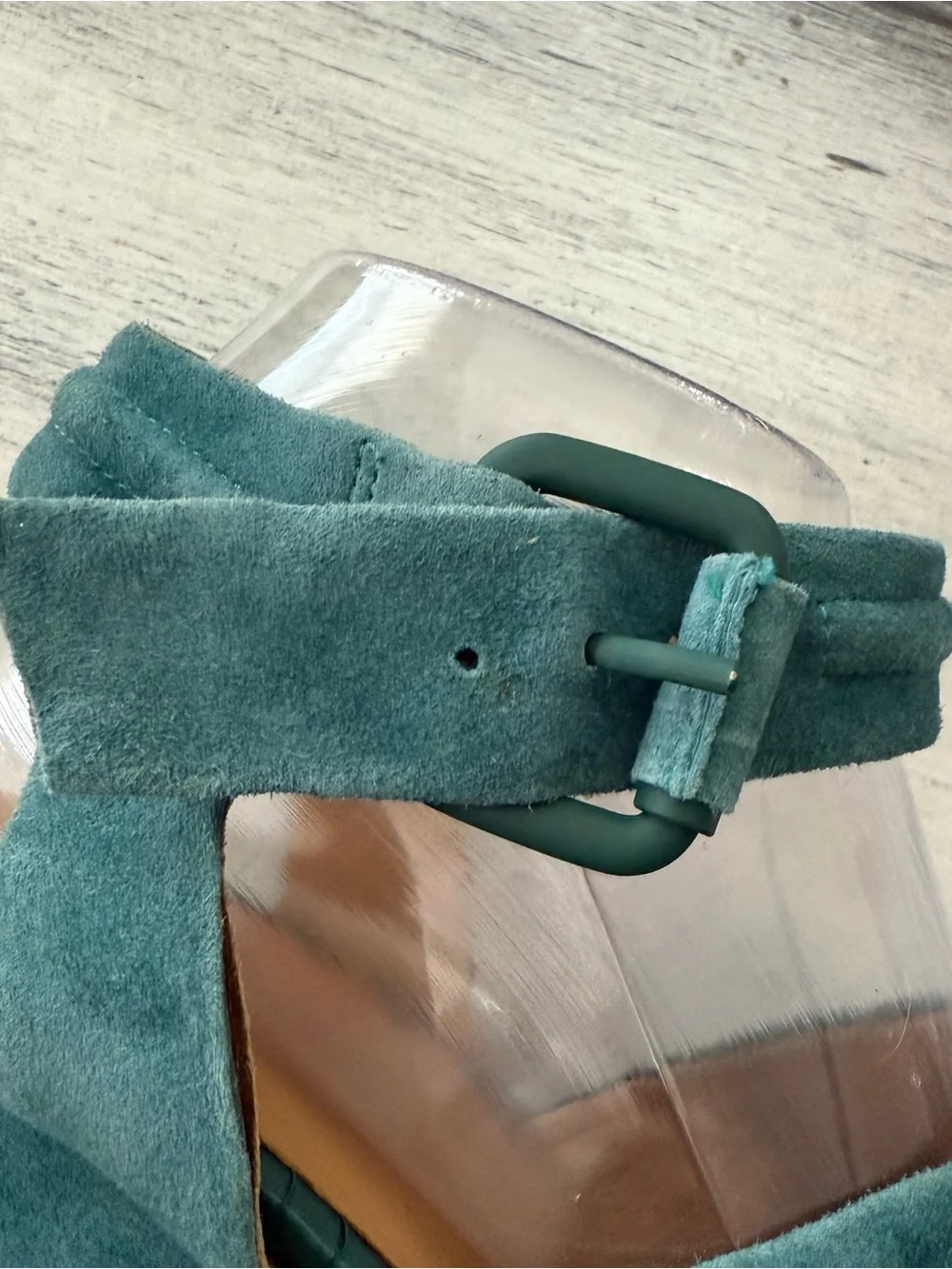 L.A.M.B. Teal Suede Platform Wedge Sandals with Ankle Buckle size 9.5M